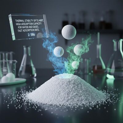 Khả năng hấp thụ nhiệt lên đến 400 ° C Chất hấp thụ lọc phân tử với khả năng hấp thụ cao cho nước và khí và tỷ lệ hấp thụ nhanh 2 * 58s